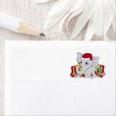 ベビーホワイトエレファントサンタ帽子とプレゼント ラベル (インサイチュ)