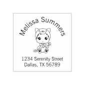 ベビーホワイトキャットジャンプスーツのアーチアドレス ラバースタンプ (インプリント)