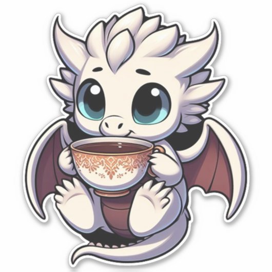 ベビーホワイトドラゴン飲みコーヒー茶 シール (正面)
