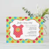 ベビーボディスーツフクロウベビーシャワー招待状 招待状 (スタンド正面)