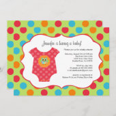 ベビーボディスーツフクロウベビーシャワー招待状 招待状 (正面/裏面)