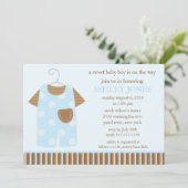ベビーボディースーツアパレルボーイベビーシャワー 招待状 (スタンド正面)
