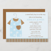 ベビーボディースーツアパレルボーイベビーシャワー 招待状 (正面/裏面)