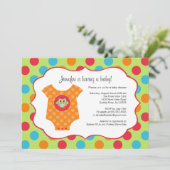 ベビーボディースーツフクロウベビーシャワー招待状 招待状 (スタンド正面)