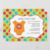 ベビーボディースーツフクロウベビーシャワー招待状 招待状 (正面/裏面)