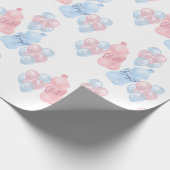 ベビーボトルとバルーン性別の表示パーティー ラッピングペーパー (角)