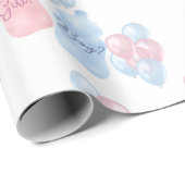 ベビーボトルとバルーン性別の表示パーティー ラッピングペーパー (ロールコーナー)