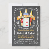 ベビーボトルとビアーベビーシャワーシャルボード 招待状 (正面)