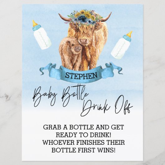 ベビーボトルドリンクオフゲームシャワーハイランド牛 (正面)