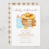 ベビーボトルバターハニーパンケーキベビーシャワー 招待状 (正面/裏面)