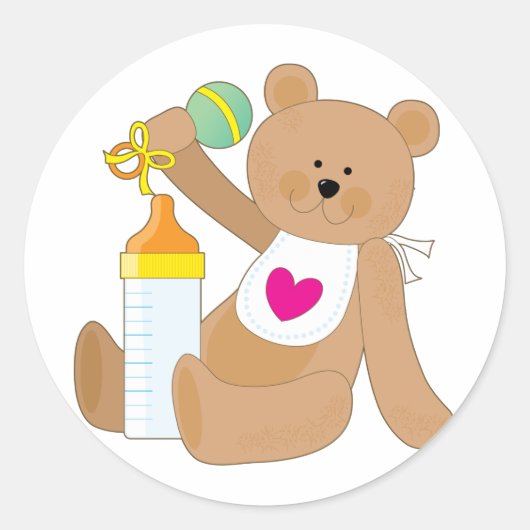 ベビーボトル及びよだれかけ ラウンドシール (正面)