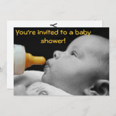 ベビーボトル:招待されましたをベビーシャワーに！ 招待状 (正面/裏面)