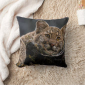 ベビーボブキャットが木に横たわる クッション (ブランケット)