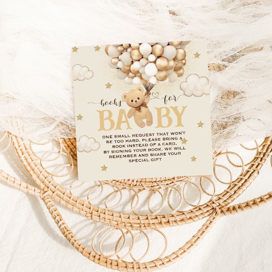 ベビーボホベアテーマベビーシャワー用の本 エンクロージャーカード