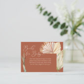 ベビーボホー葉テラコッタベビーシャワー用の本 エンクロージャーカード (スタンド正面)