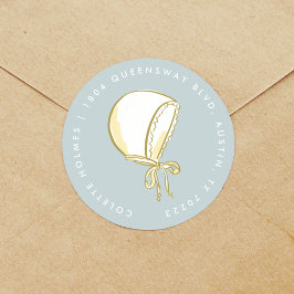 ベビーボンネットブルー差出人住所ラベル ラウンドシール