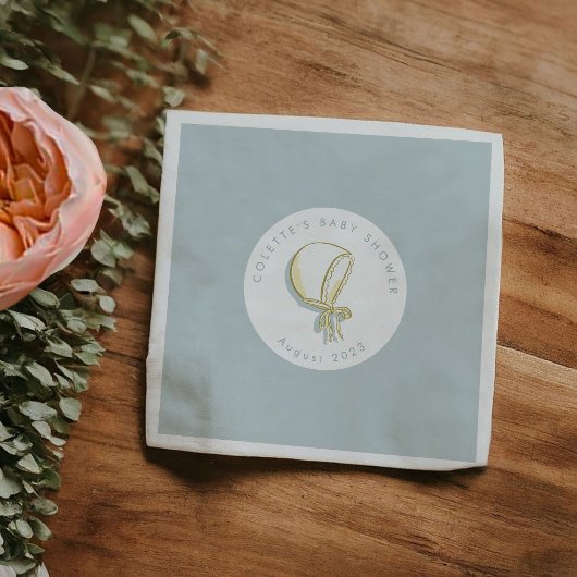 ベビーボンネットベビーシャワーブルー スタンダードカクテルナプキン