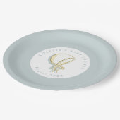 ベビーボンネットベビーシャワーブルー ペーパープレート (アングル)