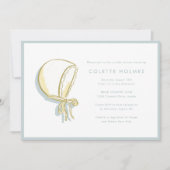 ベビーボンネットベビーシャワー水平招待状 セーブザデート (正面)