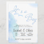 ベビーボーイシャワー モダンフレーム 招待状 (正面/裏面)