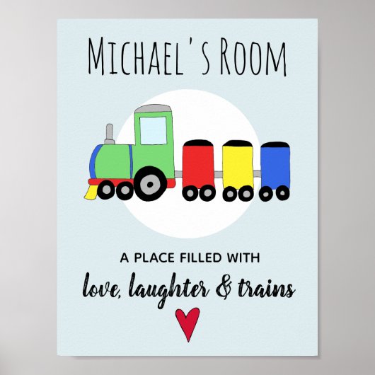 ベビーボーイ カラフル 蒸気機関車 電車 名前 ぬりえ ポスター (正面)