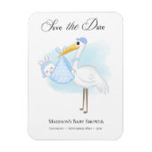 ベビーボーイ ストーク ブルー シャワー 日程お知らせ マグネット (縦)