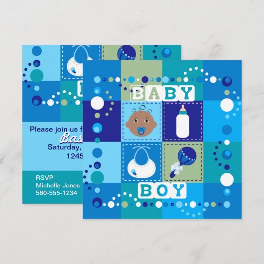 ベビーボーイ 招待状 (正面/裏面)