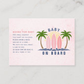 ベビーボード上のピンクベビーガールシャワーブックベビー エンクロージャーカード (正面)