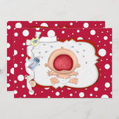 ベビーボーリングおもしろいニュートラルベビーシャワー 招待状 (正面/裏面)