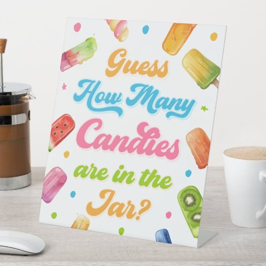 ベビーポップ・アートのシャワーのポップシクルの数を推測 台座サイン (インサイチュ)