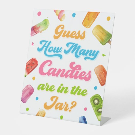 ベビーポップ・アートのシャワーのポップシクルの数を推測 台座サイン (正面)