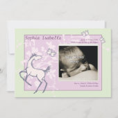 ベビーポニーと蝶の少女誕生発表 案内状 (正面)