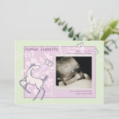 ベビーポニーと蝶の少女誕生発表 案内状 (スタンド正面)