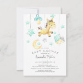 ベビーポニーモバイルニュートラルベビーシャワー 招待状 (正面)