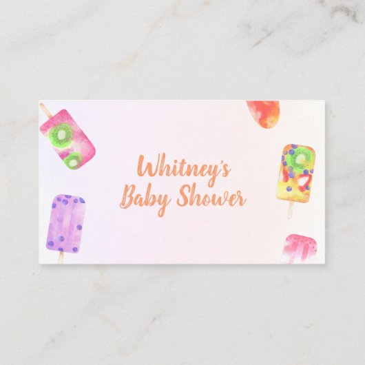 ベビーポプシクル水彩赤ちゃんシャワー用の本 エンクロージャーカード (裏面)