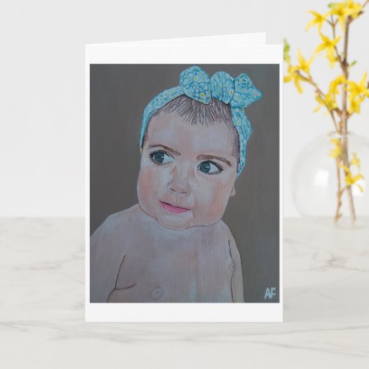 ベビーポートレート絵を描ズバイアルフレッドキツネ カード (黄色い花)