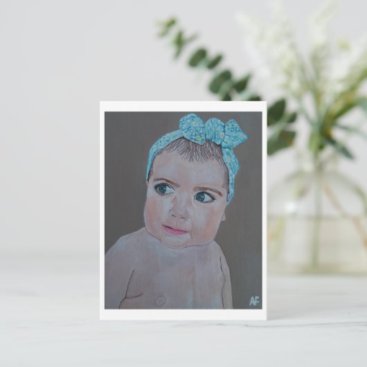 ベビーポートレート絵を描ズバイアルフレッドキツネ ポストカード (スタンド正面)