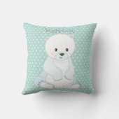 ベビーポーラベアパステルグリーンポルカドットモノグラム クッション (裏面)