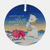 ベビーポーラベアファーストベビークリスマス ガラスオーナメント (裏面)