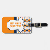 ベビーマイナーオレンジネイビーアーガイルパタンバッグラベル ラゲッジタグ (正面横)