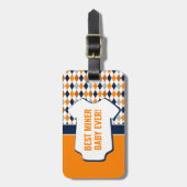 ベビーマイナーオレンジネイビーアーガイルパタンバッグラベル ラゲッジタグ (正面縦)