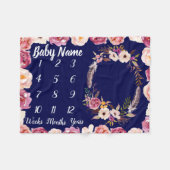 ベビーマイルストーパーソナライズされたンベイビーシャワーガールギフト フリースブランケット (正面(横))