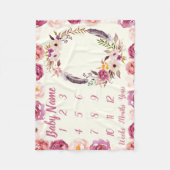 ベビーマイルストーパーソナライズされたンベイビーシャワーガールギフト フリースブランケット (正面)