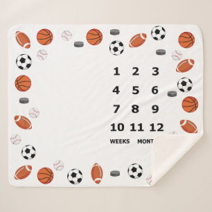 ベビーマイルストーンブランケットスポーツデザイン シェルパブランケット