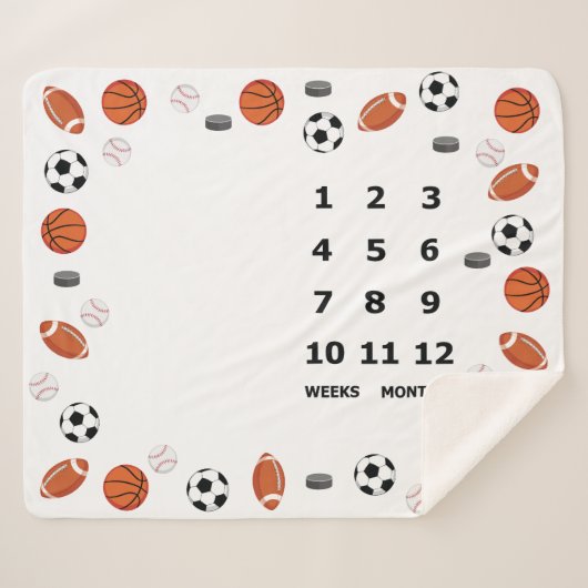 ベビーマイルストーンブランケットスポーツデザイン シェルパブランケット (正面(横))