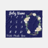 ベビーマイルストーンブランケットパーソナライズされたシャワーギフト フリースブランケット (正面(横))