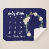 ベビーマイルストーンブランケットパーソナライズされた男の赤ちゃんギフト シェルパブランケット (正面(横))