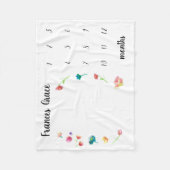 ベビーマイルストーン月の水彩の花 フリースブランケット (正面)