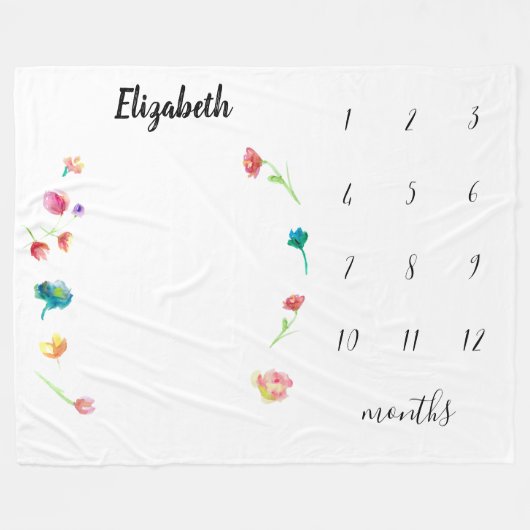 ベビーマイルストーン月の追跡者(名前付き) フリースブランケット (正面(横))