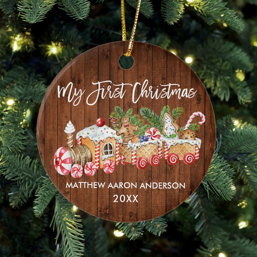 ベビーマイ初めてのクリスマスウッドジンジャーブレッド セラミックオーナメント